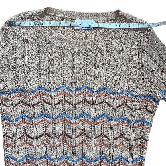 Vintage College Town Chevron Striped Scoop Neck Long Sleeve Lightweight Sweater - Picture 8 of 10